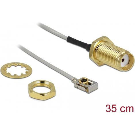 Delock Antena Cable SMA mampara hembra a MHFÂ® I LK macho 1.13 35 cm longitud de hilo 10 mm