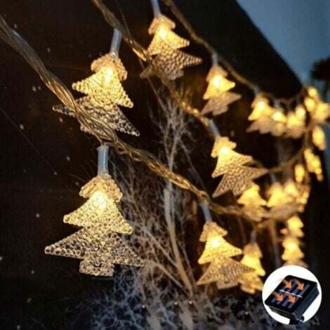 Luci a stringa solari da esterno, 6,5 m, 30 LED, impermeabili, 8 modalità di illuminazione, per alberi da giardino, Natale, luce bianca calda