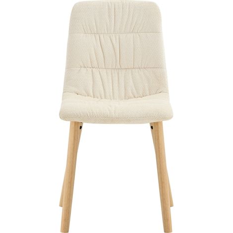 Sedia da pranzo con pieghe, seduta in tessuto bianco e gambe in legno, set da 2 (1/5)