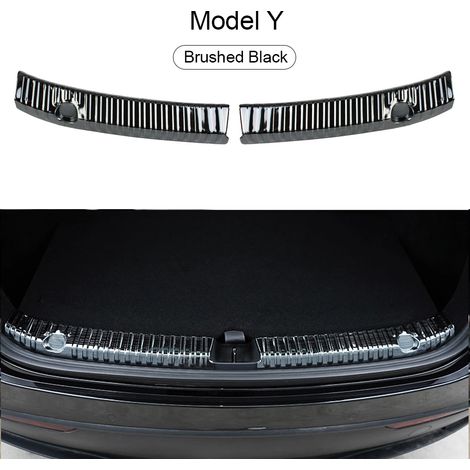 (Modèle Y Noir) Autocollants de coffre arrière,protections de seuil de porte,protections de portières,accessoires décoratifs en fibre de carbone pour Tesla Model 3 Y (1/3)
