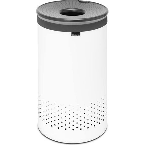 Brabantia - Cesto Portabiancheria - Pratico Apertura Quick-drop - Sacco Portabiancheria Rimovibile - Fondo Plastica Evita Pavimento Danni - Materiali Anti Corrosione - White - 60L (1/5)