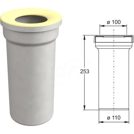 Manicotto diritto per w.c. terminale liscio diam. 110 (1/2)