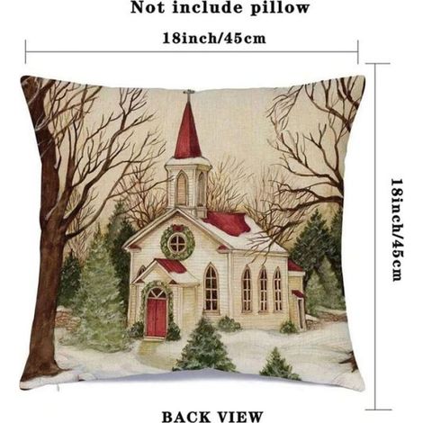 Taies d'oreiller Noël 45 x 45 cm lot de 4, Décorations de Noël - Housses de coussin Noël en lin, Taies d'oreiller personnalisées (1/4)