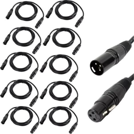 Câble DMX, Connecteurs 3 broches, Paquet de 10, noir (1/2)