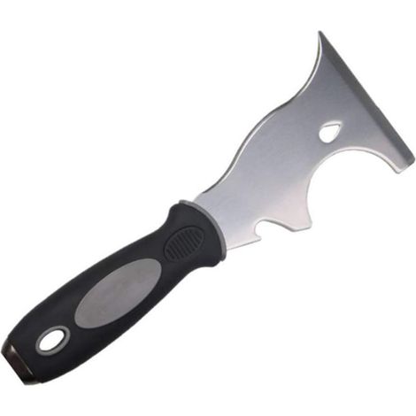 Spatule en acier inoxydable 15 cm, outil multifonction robuste avec poignée en nylon noir (1/5)