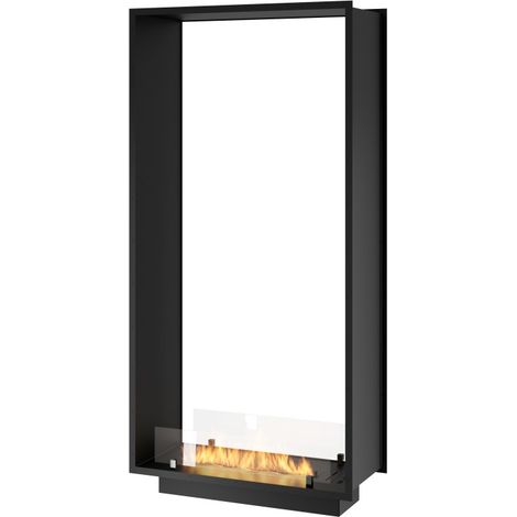 Caminetto a Bioetanolo 2Side 1600 Slim Vert da Incasso con due facciate - Nero Opaco, con Vetro, Bruciatore 1,2L, Design Moderno (1/4)