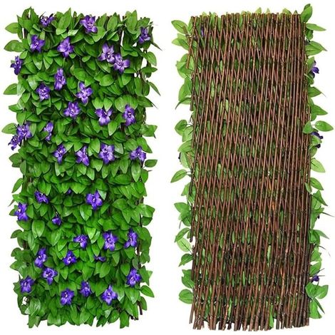 panneaux de feuilles artificielles haie artificielle extensible panneau de clôture décoratif en faux lierre pour extérieur haies artificielles 30 x 200 cm (1/5)