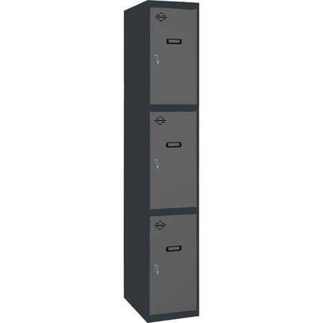 SimonRack Armadietto Spogliatoio Metallico 3 Ante, 1800x300x500 mm, Serratura con Chiave e Areatori, Antracite - Simonlocker