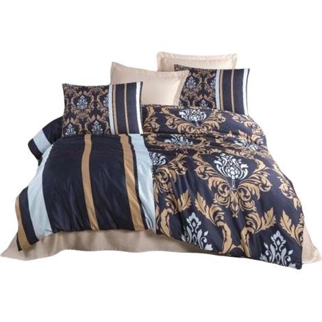 Completo letto - 1 copripiumino 220 x 240 cm + 2 federe 60 x 60 cm - 100 % poliestere microsatin - Blu (1/5)