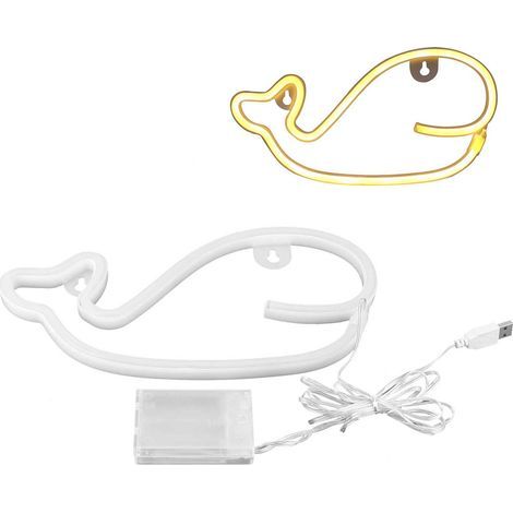 Lumière néon LED baleine forme lampe décorative chambre salon fête anniversaire cadeau lumière chaude (1/5)