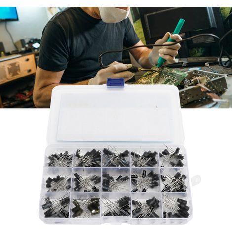 Kit de 200 condensateurs électrolytiques traversants (0,1 µF, 50 V-220 µF, 10 V, 15 spécifications différentes) (1/5)