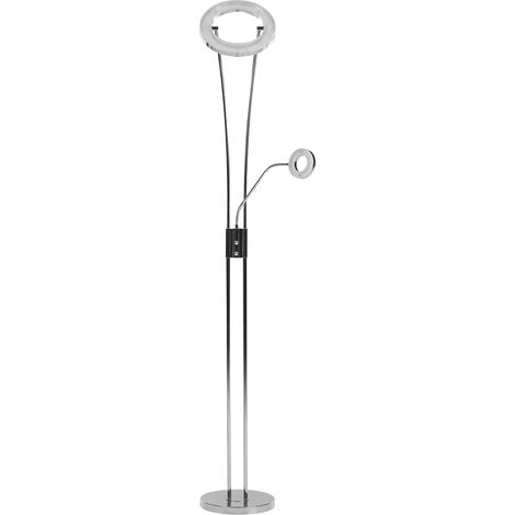 Lámpara de pie LED moderna base de metal con regulador de intensidad iluminación oficina plateado Kennet (1/5)