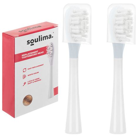 Sonic Toothbrush Heads, Soft & Medium, 2 Pack, White