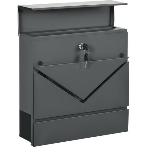 Boîte aux lettres acier grise avec serrure 2 trous drainage
