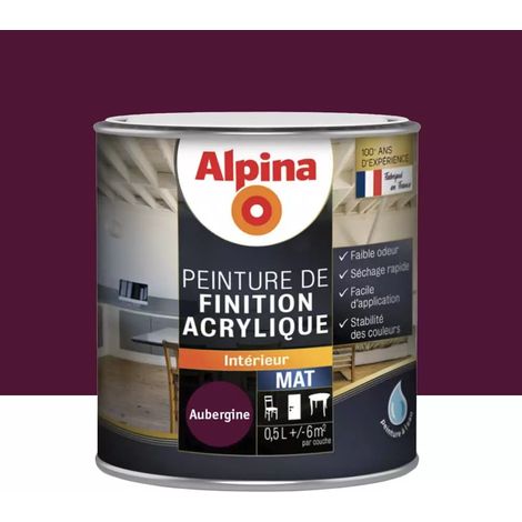 Peinture de finition boiseries intérieures acrylique Alpina Mat Aubergine 0,5 L (1/2)