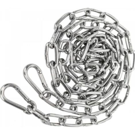 Chaîne en Acier inoxydable 3mm 1,5m Chaine Acier + 2 pcs Mousqueton Chaîne de Maillon d'extension pour Accrocher Chaîne d'ancre (1/5)