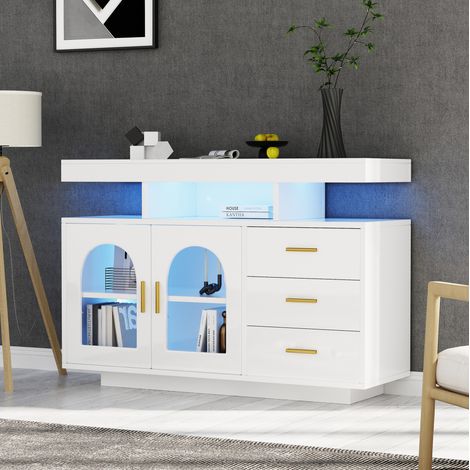 Sideboard Schrank Aufbewahrung 120 cm Weiß OKMYHOME (1/5)