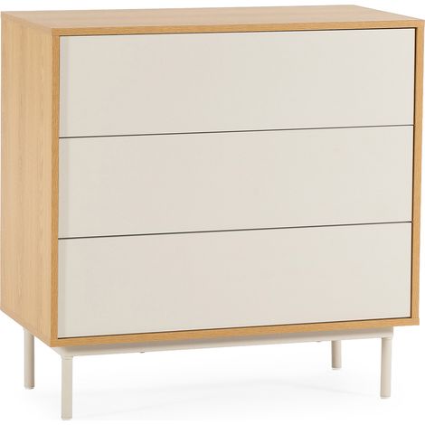 Kommode Cuzco 3 schubladen Eichenfarbe/grau