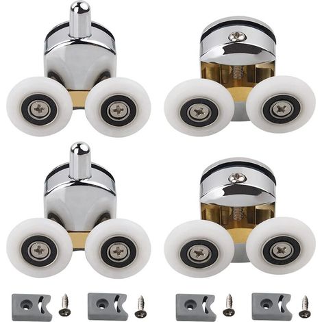 Set mit 4 Doppelrollen – für Duschschiebetüren, 2 Räder mit 23 mm Durchmesser, Zinklegierung für Badezimmer (1/5)