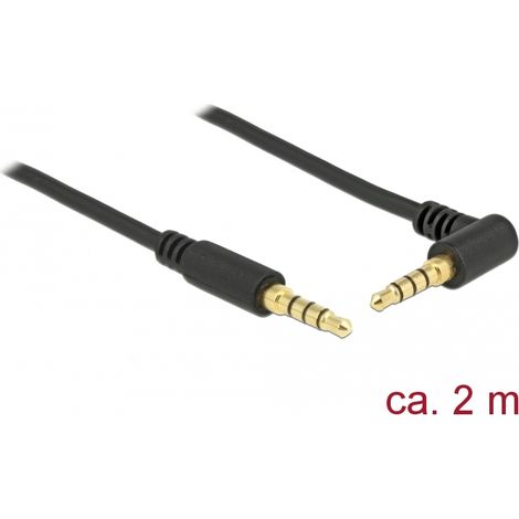 Delock Conector de Cable EstÃ©reo de 3,5 mm de 4 pines macho  macho en Ã¡ngulo 2 m negro