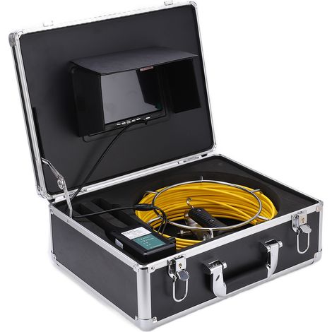 Endoscope industriel 7 pouces DVR IP68, caméra d'inspection canalisation avec auto-équilibrage, prise UE 100-240V, câble 30m/98,4ft, kit complet (1/5)