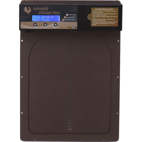 Porte automatique de poulailler étanche IP45 programmable en aluminium avec minuterie pour poulailler domestique ou d'élevage, 100-240 V, prise européenne marron (1/5)