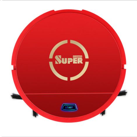 Aspirateur Robot, Aspirateur Intelligent, Aspirateur Robot Balai, Machine de Nettoyage de Sol, Chargeur USB 1pc Rouge