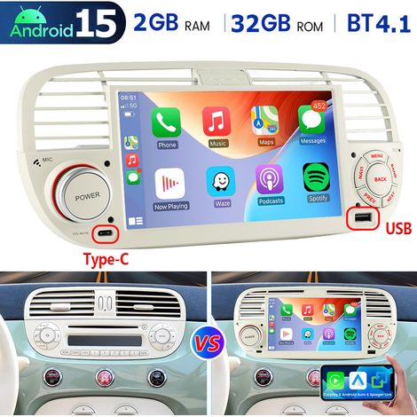 Autoradio Android 15 pouces 7 pouces avec RDS et GPS pour FIAT 500 (2007-2015) - 2+32G (1/5)