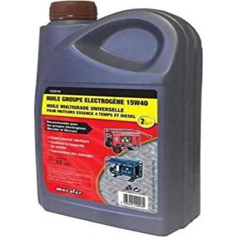 Mecafer – Huile de moteur 15W40 pour groupes électrogènes – Bidon 2 litres – Performance optimale pour moteurs à essence et diesel