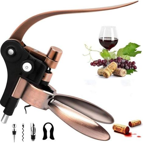 Décapsuleur à vin rouge lapin avec couteau en aluminium, vis supplémentaires, cuivre de qualité professionnelle (1/5)