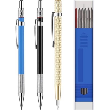 ZOLGINAH Crayons de Menuisier avec Recharges de Marqueurs et Outil de Grattage de Carbure pour Verre, Céramique, Acier Trempé (15 Pièces)