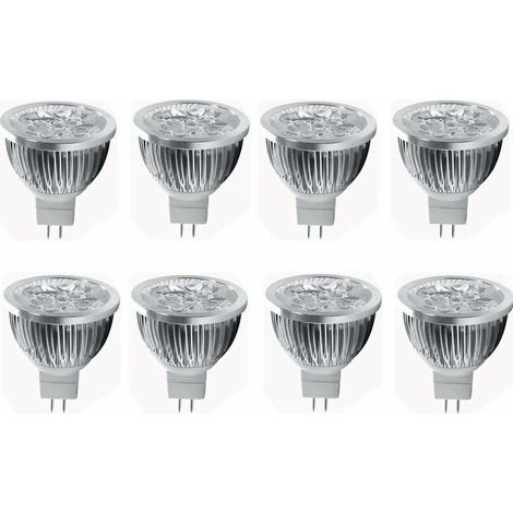 Ampoule LED MR16 4W 12V Spot LED 4W, adapté aux éclairages paysagers, culot MR16 GU5.3, 12V, 4W (équivalent halogène 35W), blanc chaud 3000K, 8 packs (1/4)