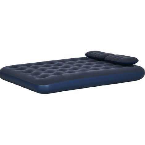 Lettino gonfiabile matrimoniale in PVC blu 203 x 152 x 22 cm con cuscini e pompa manuale MODENUIT (1/4)