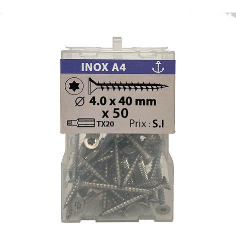 50 vis agglo 4x40mm fraisée Tx inox A4 Viswood
