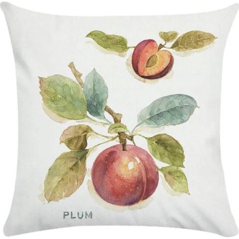 Taie D'oreiller Coton Lin - Imprimé Fruit Peinture à l'huile - Double Face - Pour Canapé Lit Bureau Voiture - 40x40 cm (1/5)