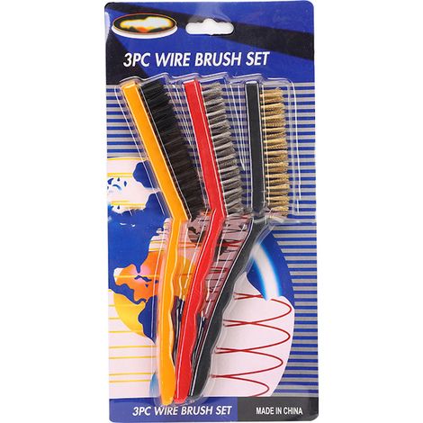 Ensemble de Brosses Métalliques à Manche Courbé pour Maçonnerie - Idéal pour Nettoyer Scories de Soudure, Rouille et Poussière - Lot de 3 Pièces Colorées 9 Pouces (1/5)
