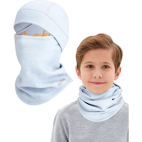 Kinder Sturmhaube Winter, Modal-Wolle-Mix Balaclava, winddicht, blau (1/5)