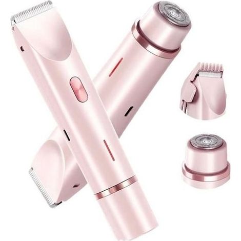 Dual Head Bikini Shaver Women, Comfort 2 in 1 Electric Lady Shaver, Trimmer of cabello electrico impermeable IPX7,húmedo(Pink)