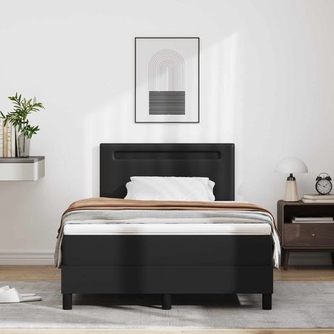Cama tipo Box Spring Negro 120 x 190 cm Cuero sintético (1/5)