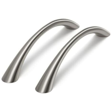 10 poignées de placard de cuisine argentées, entraxe de 128 mm, poignées de cuisine incurvées, poignées de placard modernes, poignées de tiroir, poignées de porte brossées