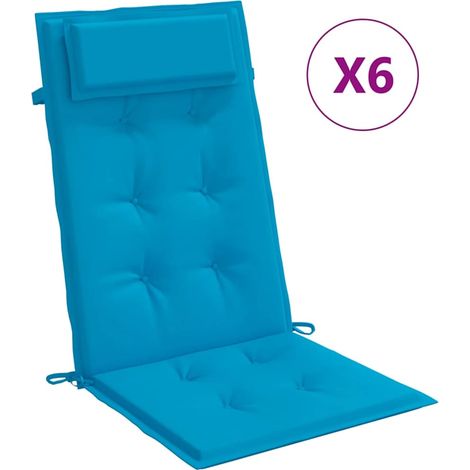 Coussins de chaise à dossier haut lot de 6,Coussins d'extérieur bleu clair CFW584530 (1/5)