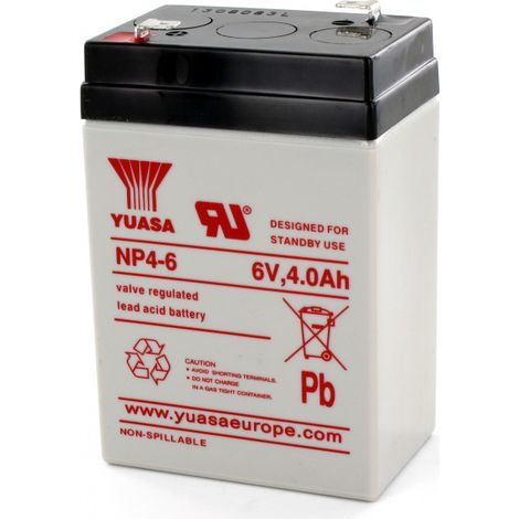 Batterie Plomb 6V 4Ah Yuasa (70X47X106) F1 (NP4-6)