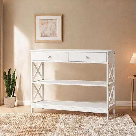 Console blanc en bois 100 x 30,5 x 80 cm (1/5)