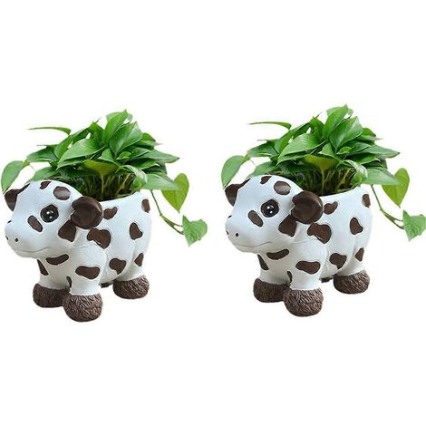 Kuhförmiger Blumentopf, Vase für den Innenbereich, Blumentopf aus Kunstharz fürs Büro, wie abgebildet