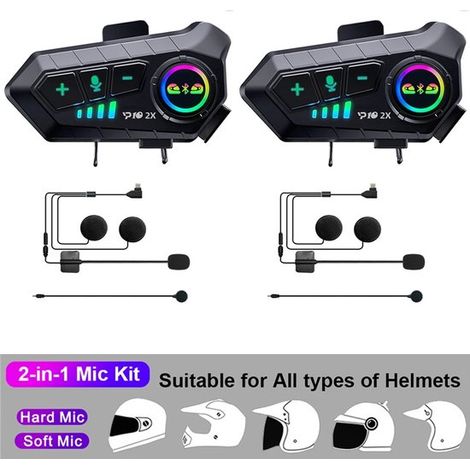 Auriculares para casco de motocicleta - Auriculares Bluetooth - Auriculares inalámbricos - Resistentes al agua - Dos unidades (1/5)