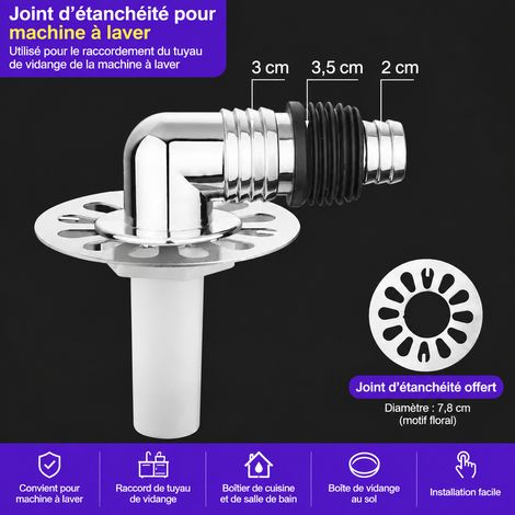 Raccord coude galvanisé, couvercle de siphon de sol anti-débordement, noyau anti-odeur inclus machine à laver 1 × 1 × 1 cm – Livraison gratuite