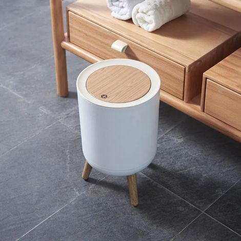 Poubelle haut de gamme pour la maison, haute avec couvercle et bouton-poussoir, idéale pour le salon et la chambre, poubelle de bureau créative. (1/5)