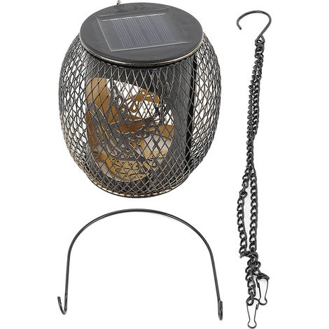 Ortviai Lanterne Solaire Suspendue en Fer Vintage Étanche pour Jardin, Terrasse ou Balcon – Lumière Chaude LED