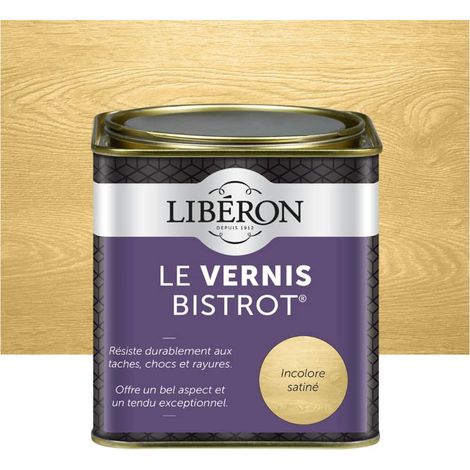 Vernis bistrot - Vernis bois - Meubles Boiseries Objets - Anti-taches - Anti-chocs et rayures - Tendu bon - Incolore Satin - 0,5L