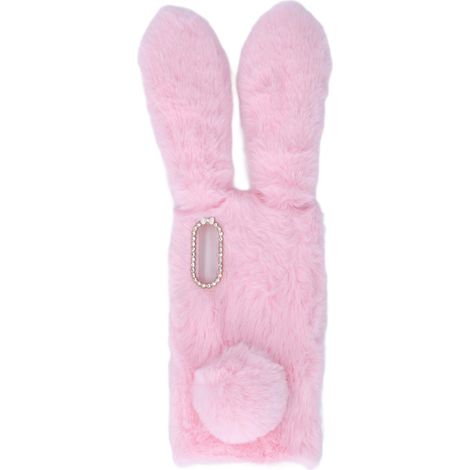 Housse téléphone lapin doux fourrure rose, coque TPU antidérapante oreilles de lapin moelleuses, étui protecteur hiver chaud pour A50 (1/5)